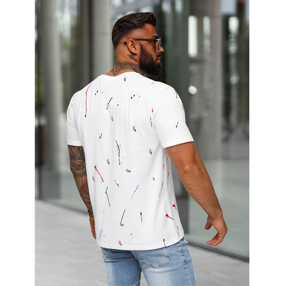 Vit Designtryckt T-shirt Milano - Herrtröja bakifrån