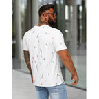 Vit Designtryckt T-shirt Milano - Herrtröja bakifrån