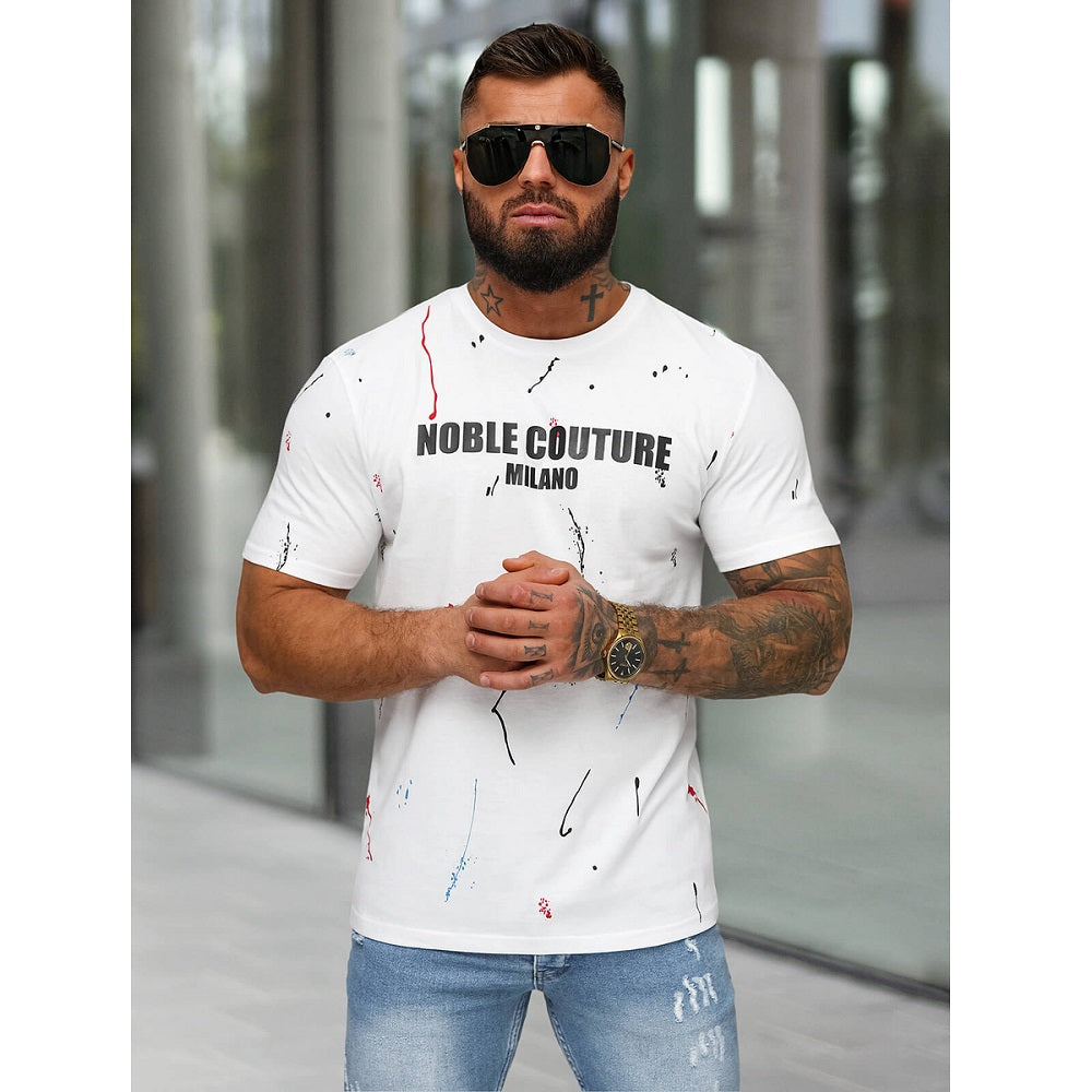 Vit Designtryckt T-shirt Milano - Herrtröja framifrån