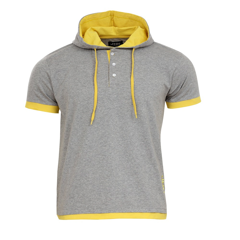 T-shirt med luva - Herrtröja grå/gul