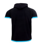 T-shirt med luva - Herrtröja mörkblå/turkos bakifrån