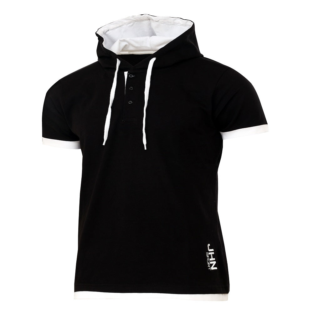 T-shirt med luva - Herrtröja svart/vit framifrån