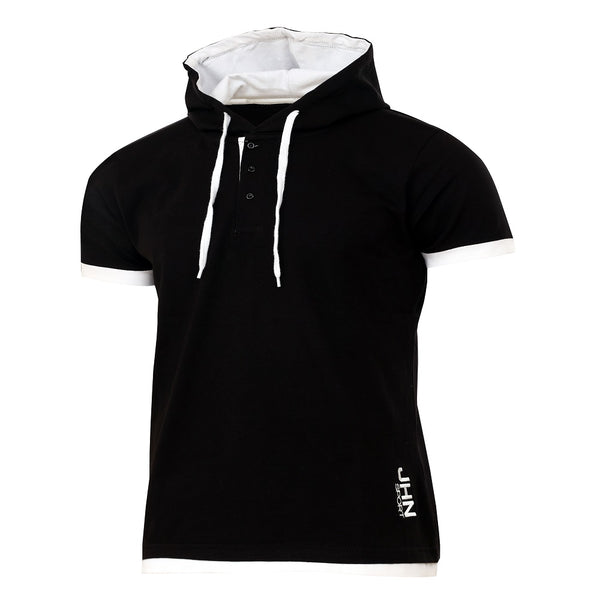 T-shirt med luva - Herrtröja svart/vit framifrån