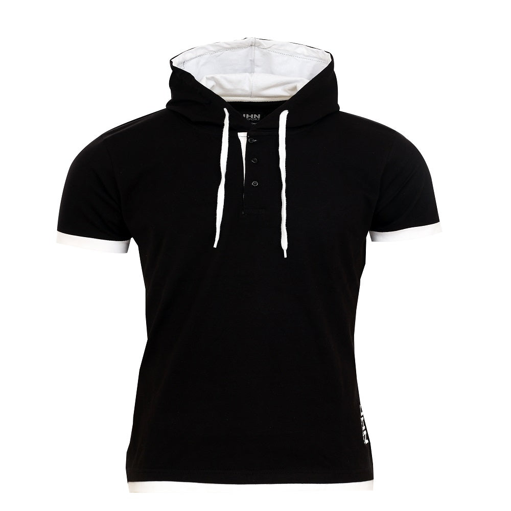 T-shirt med luva - Herrtröja svart/vit