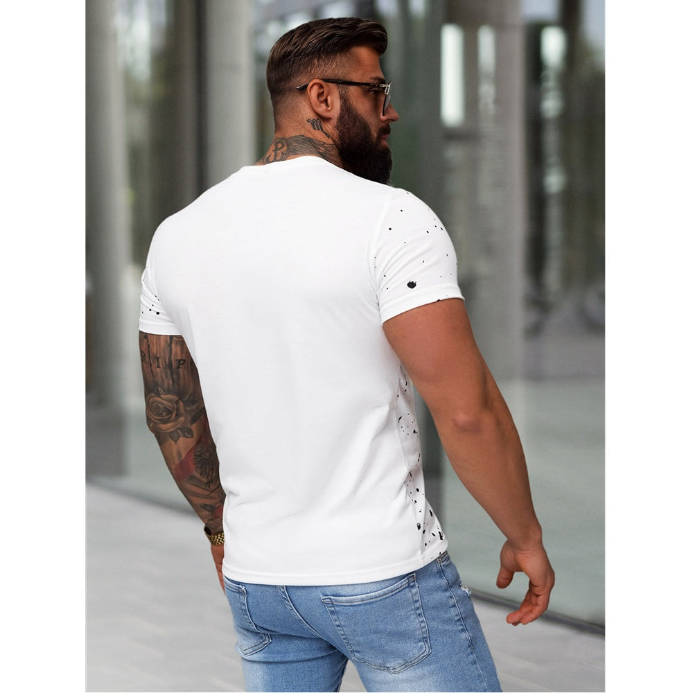 Vit T-shirt med designtryck - Herrtröja bakifrån
