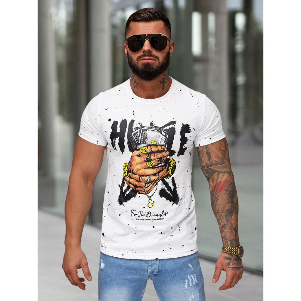 Vit T-shirt med designtryck - Herrtröja