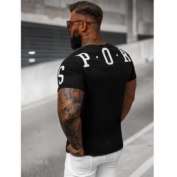 T-shirt med tryck Sports - Svart Herrtröja bakifrån