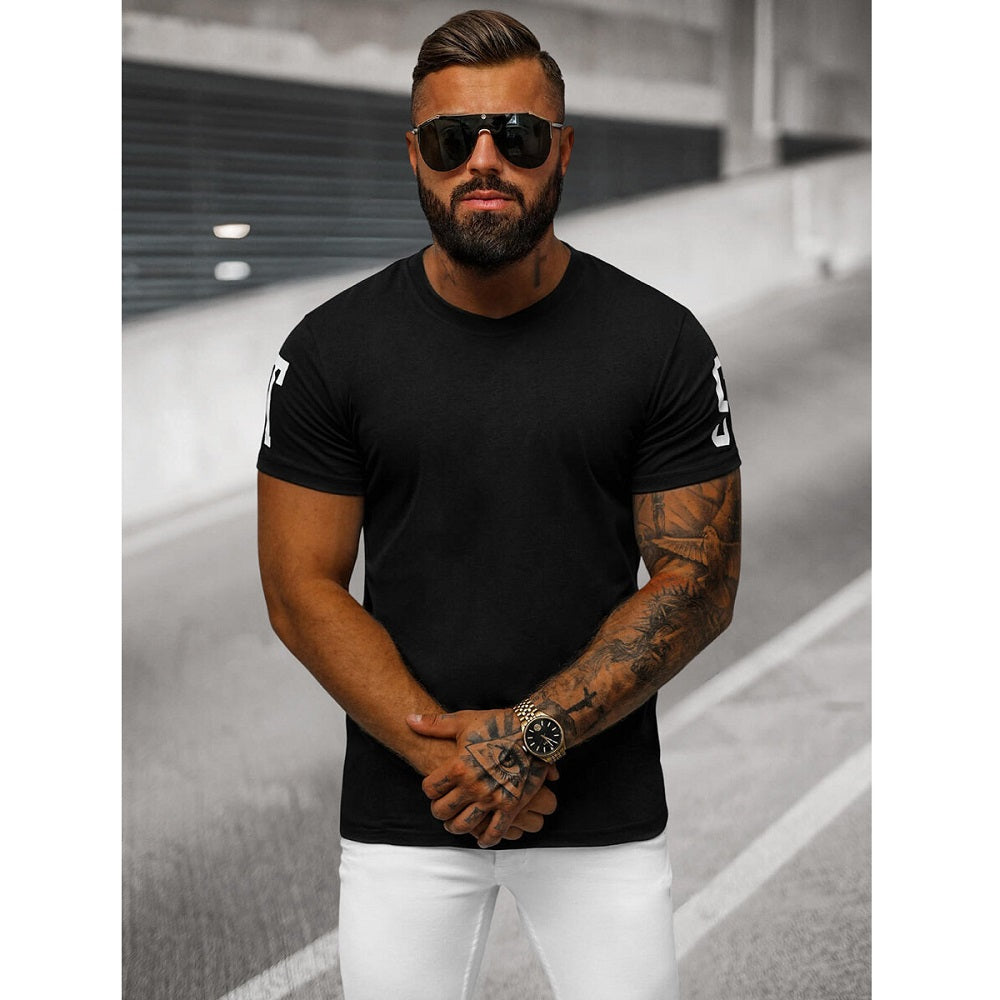 T-shirt med tryck Sports - Svart Herrtröja framifrån