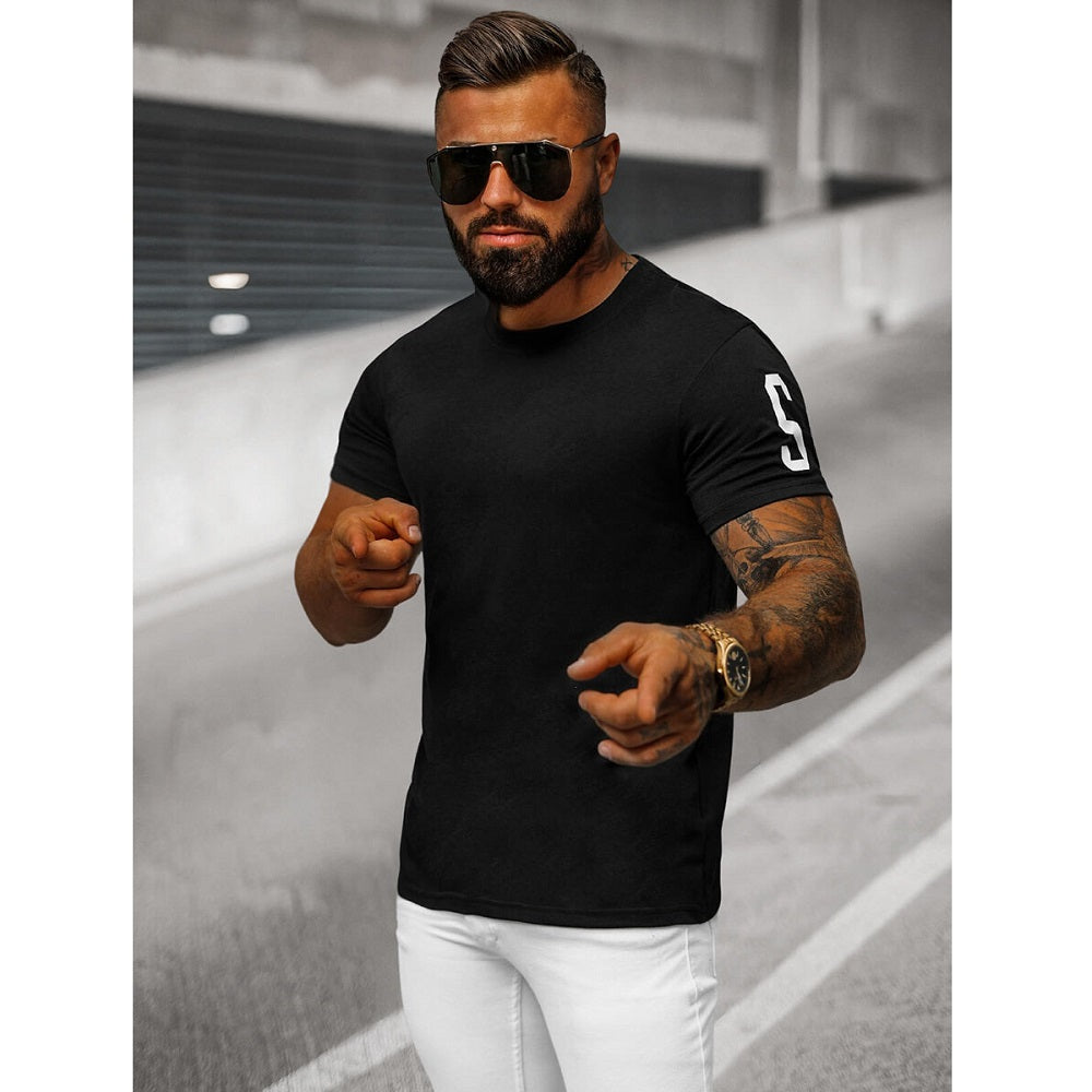 T-shirt med tryck Sports - Svart Herrtröja sidan