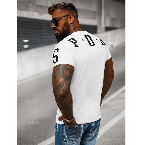 Printed T-shirt Sports - Vit Herrtröja bakifrån