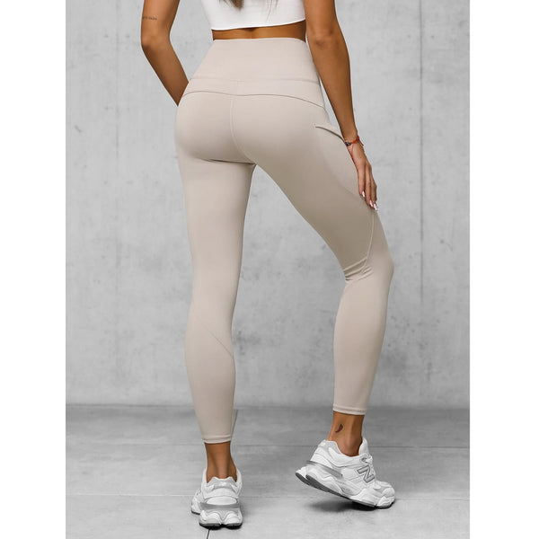 Beige färgade Leggings - Träningsleggings bakifrån