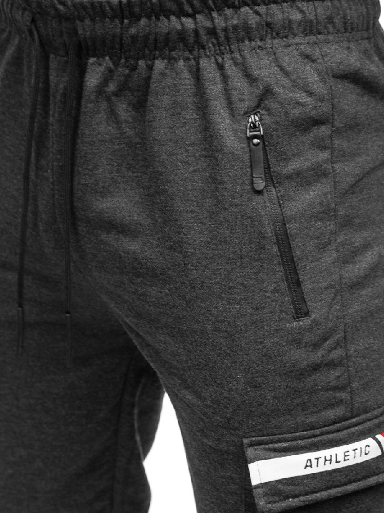 Grafitgrå byxa i cargomdell - Sweatpants zoomad