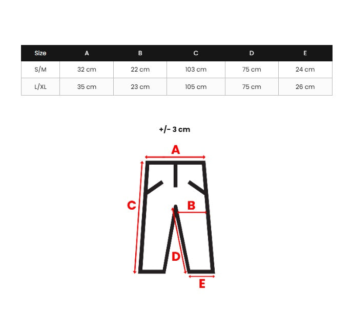 Damleggings med utsvängda ben - Träningsleggings storlekstabell