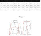 Träningsoverall herr med hoodie och joggingbyxor 549 kr - storlekstabell