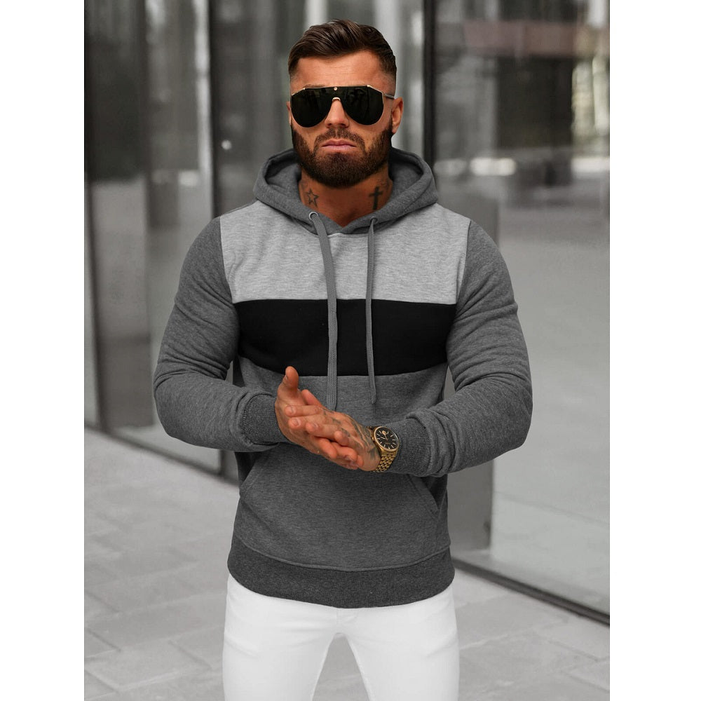 Hoodie Trefärgad -Luvtröja Grafitgrå