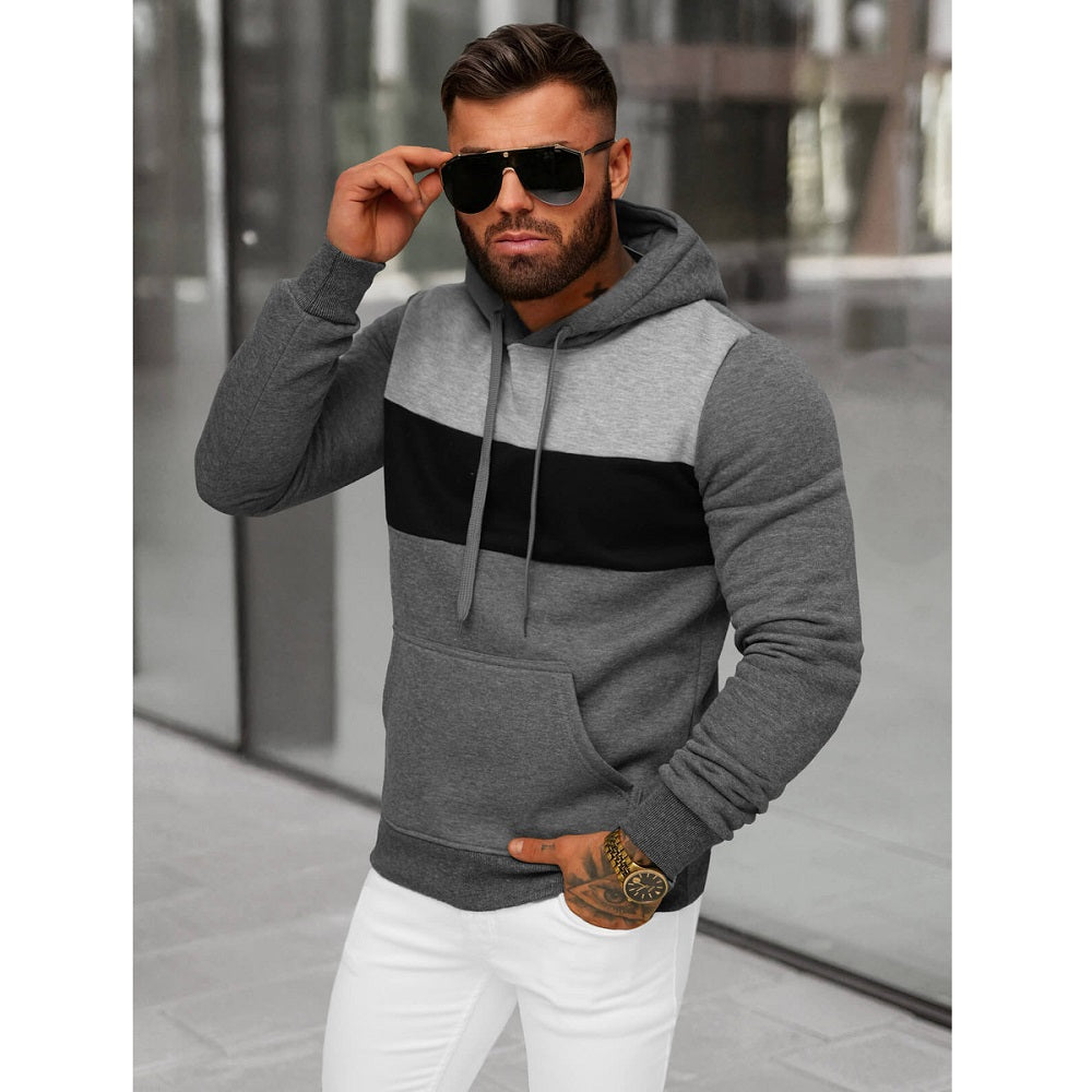 Svart Hoodie - Trefärgad Luvtröja sidan