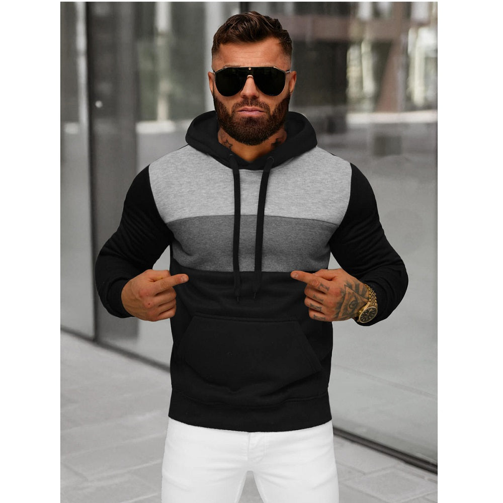 Svart Hoodie - Trefärgad Luvtröja