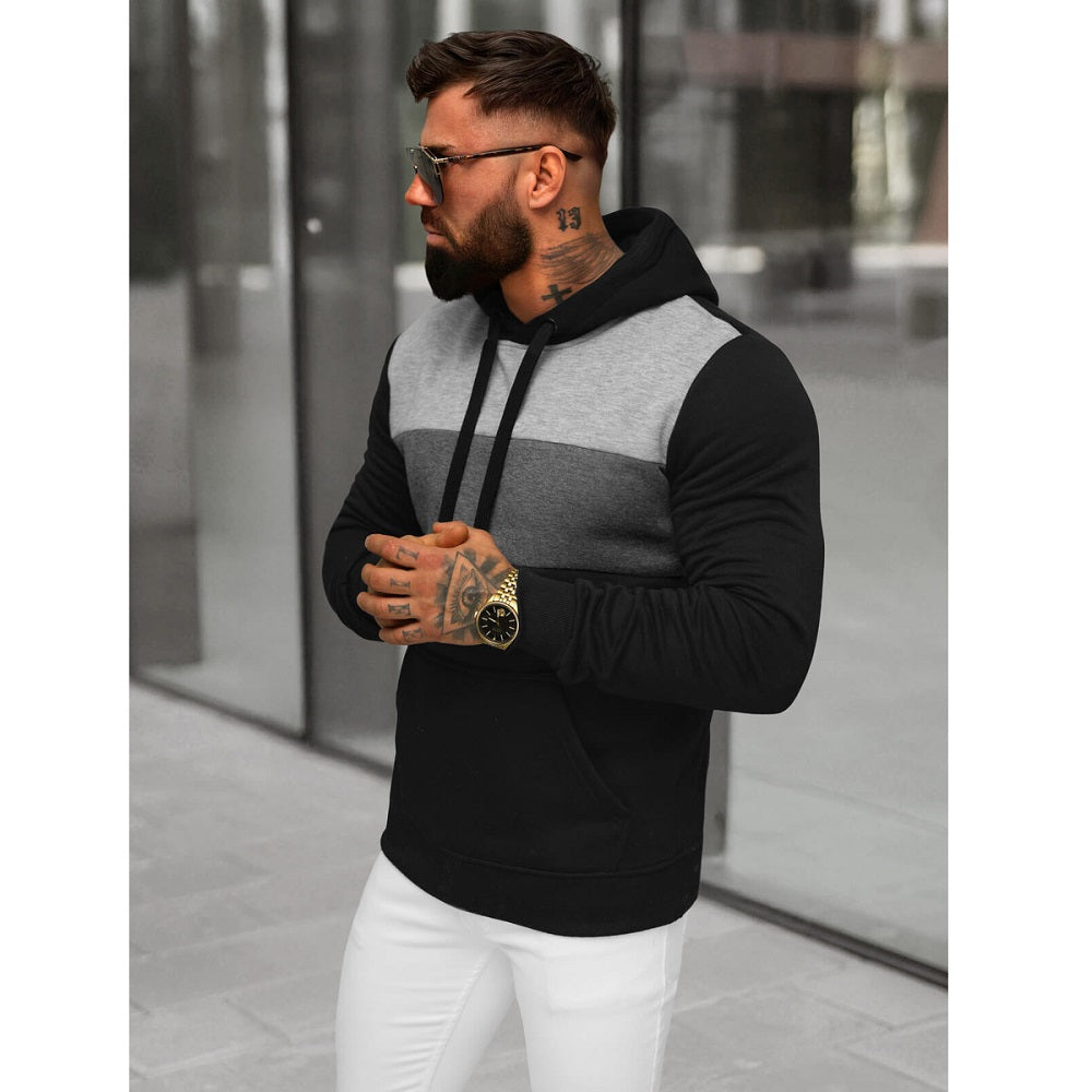 Svart Hoodie - Trefärgad Luvtröja sidan