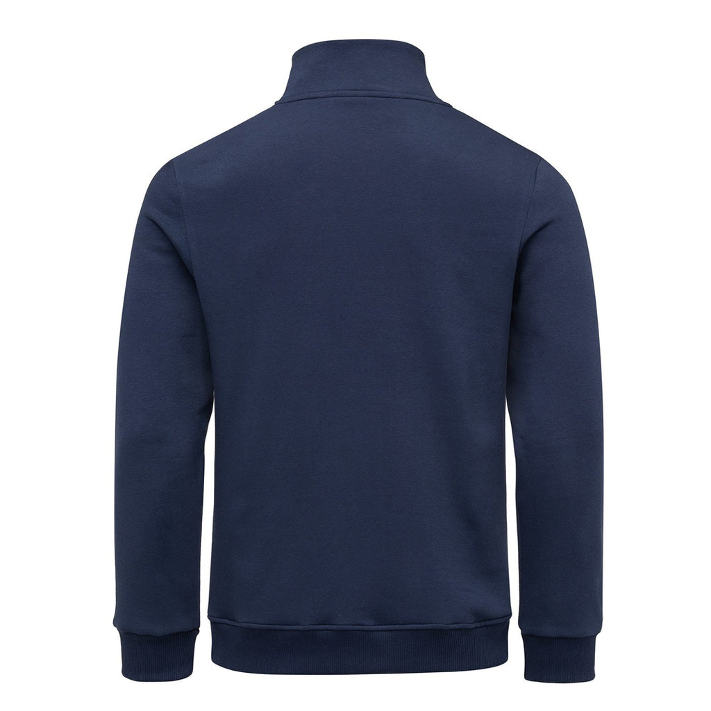 Marinblå Amaci & Sons sweatshirt herr med half zip – bakifrån