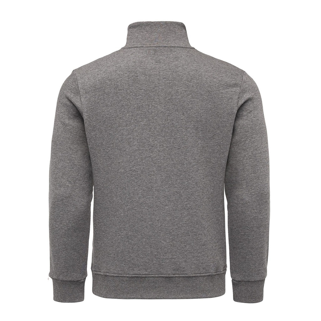 Mörkgrå sweatshirt herr från Amaci & Sons med ståkrage – bakifrån
