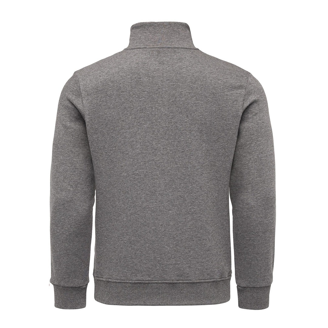 Mörkgrå sweatshirt herr från Amaci & Sons med ståkrage – bakifrån