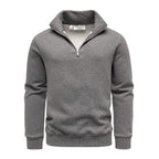 Mörkgrå sweatshirt herr med half zip och ståkrage – Amaci & Sons
