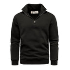 Svart sweatshirt herr med half zip och ståkrage – Amaci & Sons