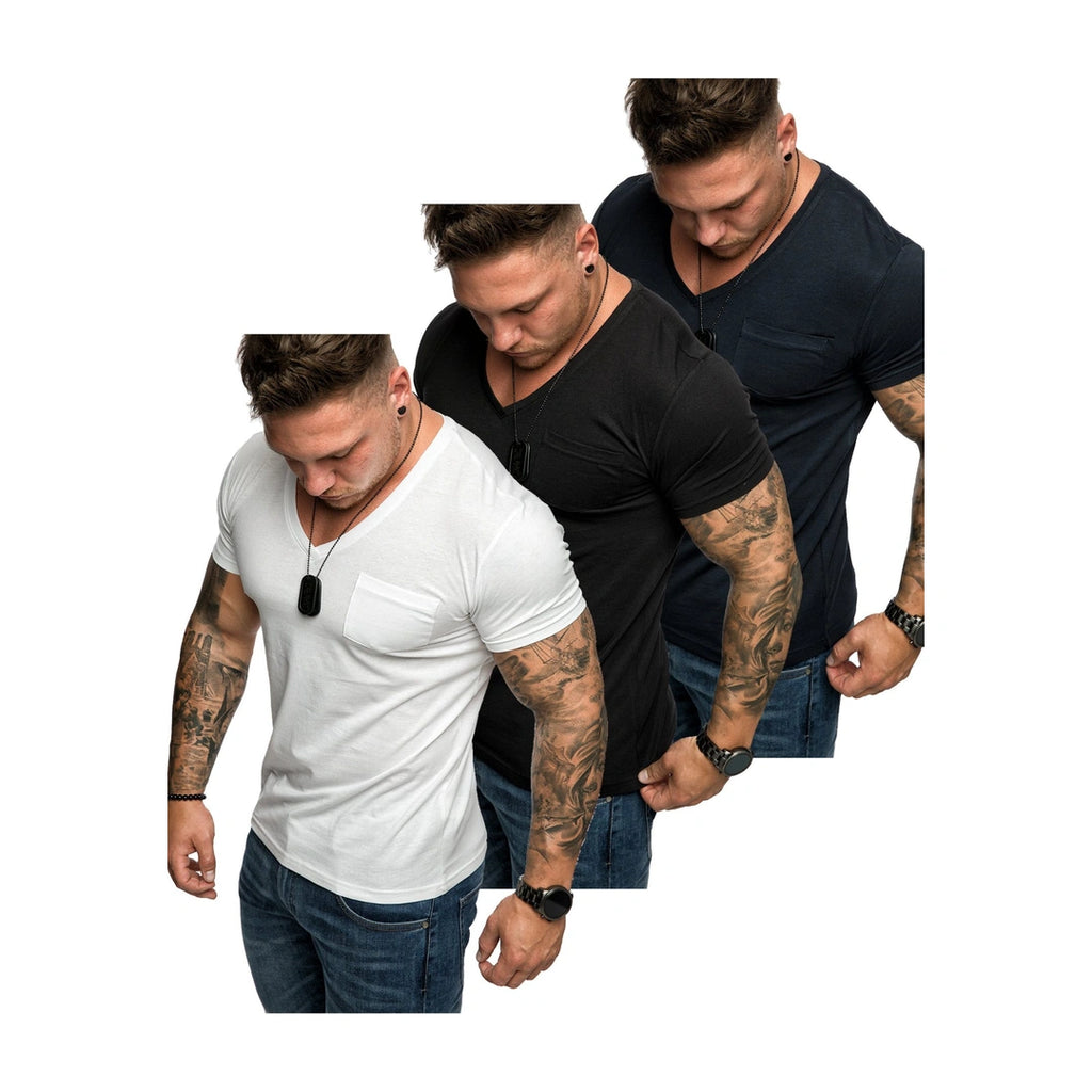Amaci & Sons 3-pack T-shirts mixade färger framifrån