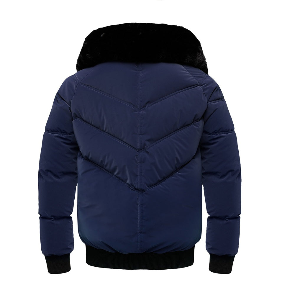 Mörkblå vinterjacka från Amaci & Sons bakifrån