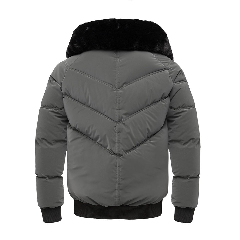 Mörkgrå vinterjacka herr från amaci & Sons med krage bakifrån