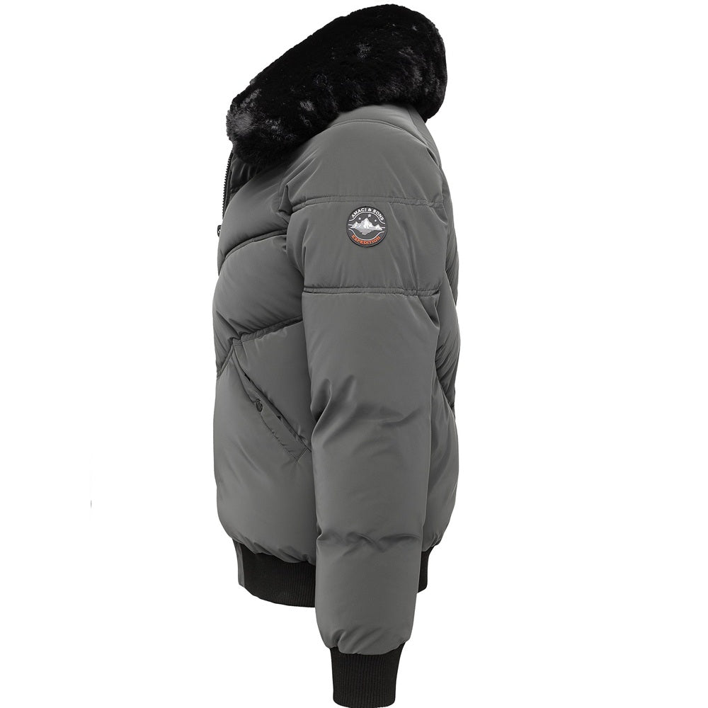 Mörkgrå vinterjacka herr från amaci & Sons med krage från sidan