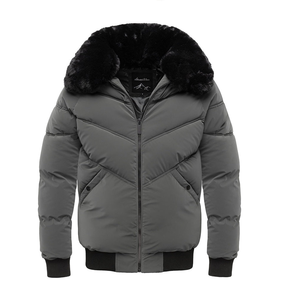 Mörkgrå vinterjacka herr från amaci & Sons med krage