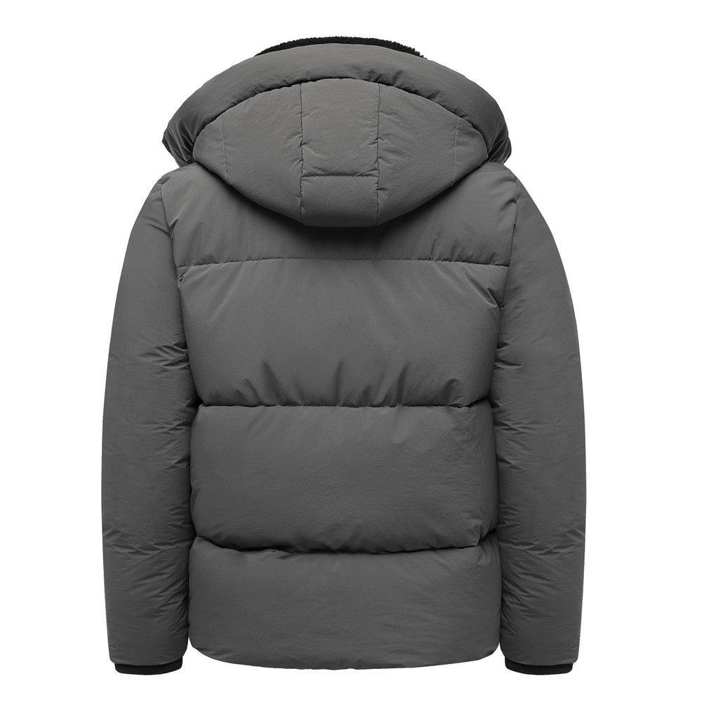 Herr Vinterjacka – Mörkgrå Vadderad Jacka med Huva – Amaci & Sons