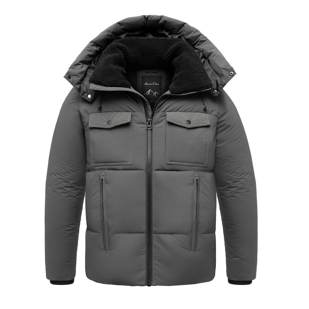 Mörkgrå vinterjacka med huva