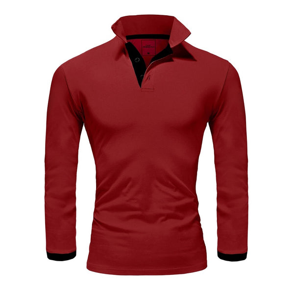 Pikétröja långärmad vinröd herrtröja