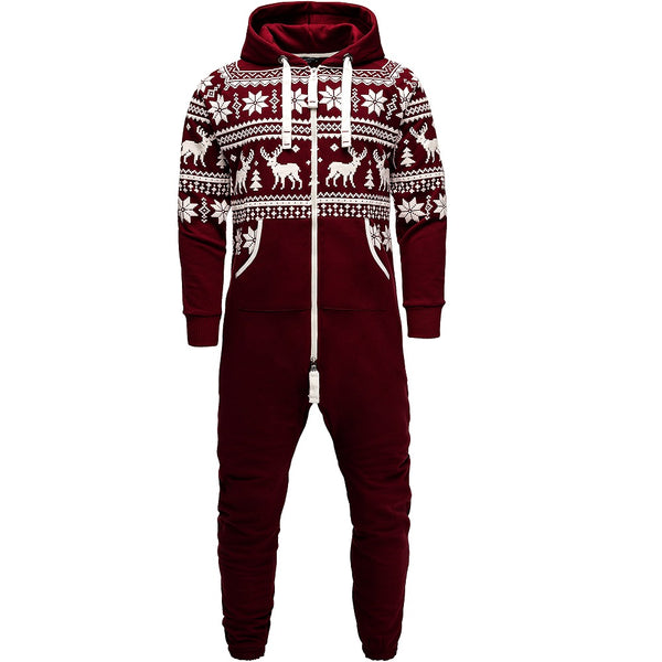 Mysiga onesies med luva - unisex jumpsuits vinröd