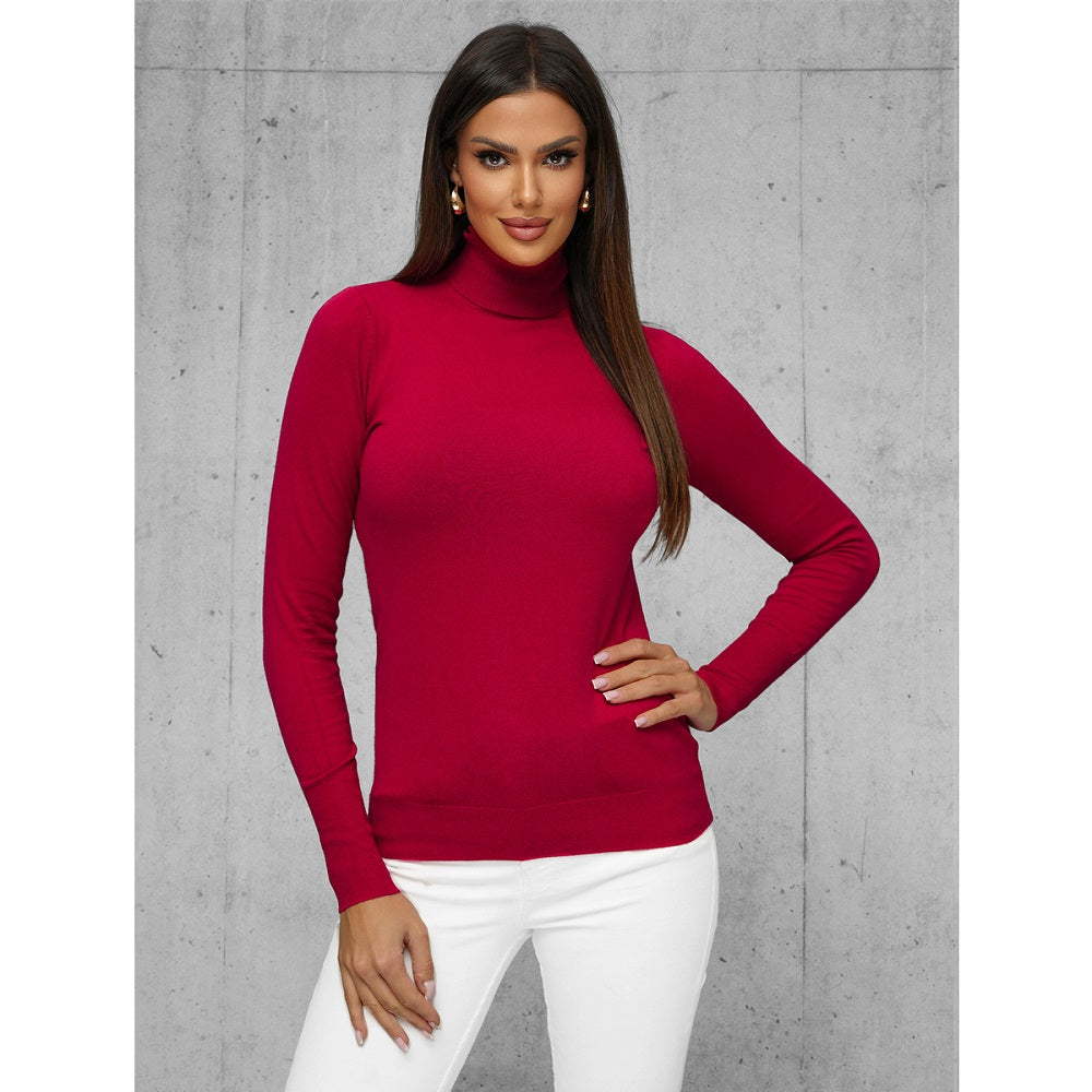 Vinröd polotröja dam