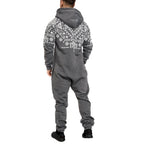 Unisex Vintage onesies - Jumpsuits med luva - grå bakifrån