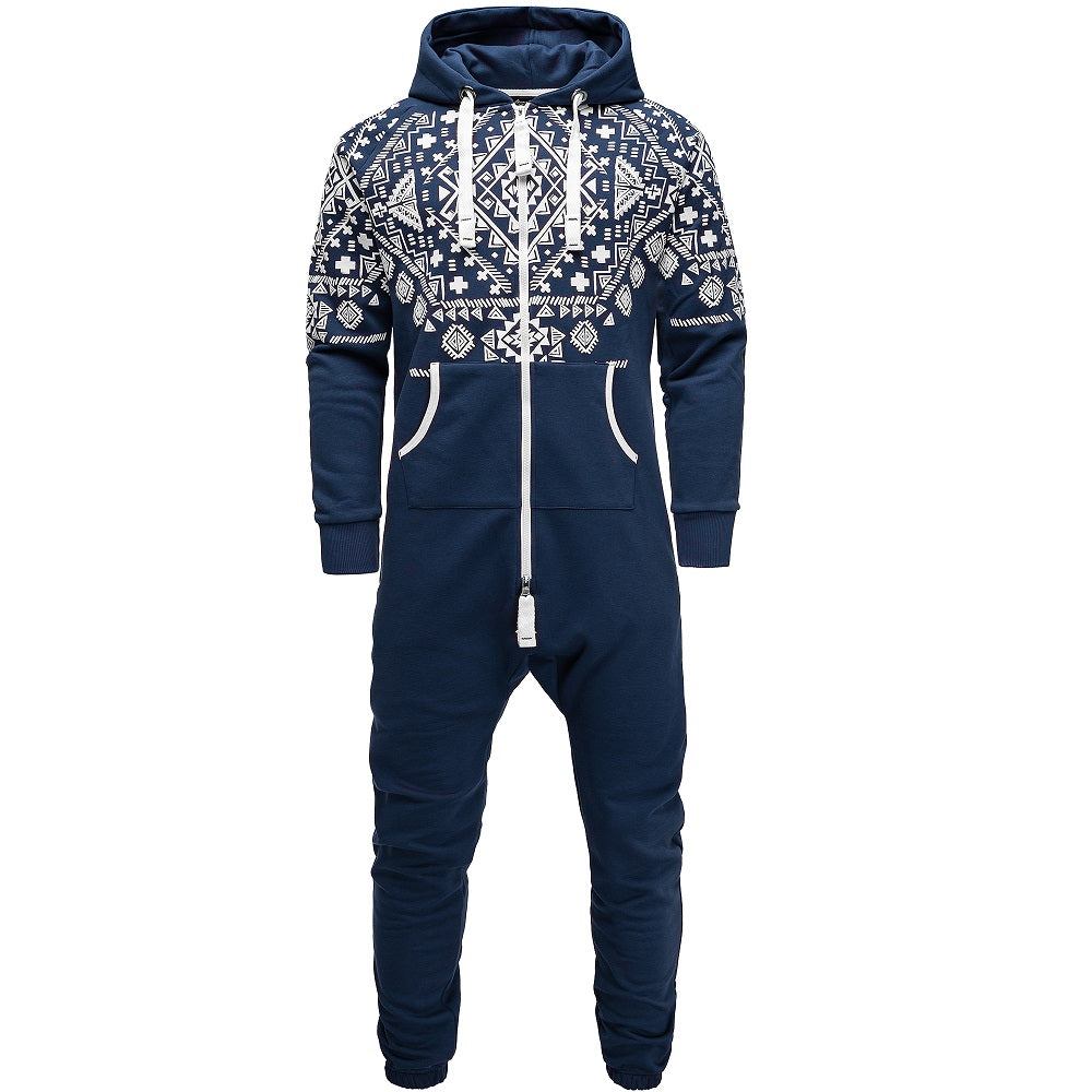 Unisex Vintage onesies - Jumpsuits med luva - mörkblå