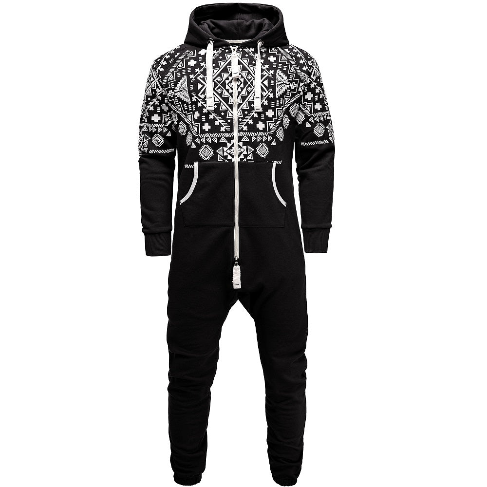 Unisex Vintage onesies - Jumpsuits med luva - svart