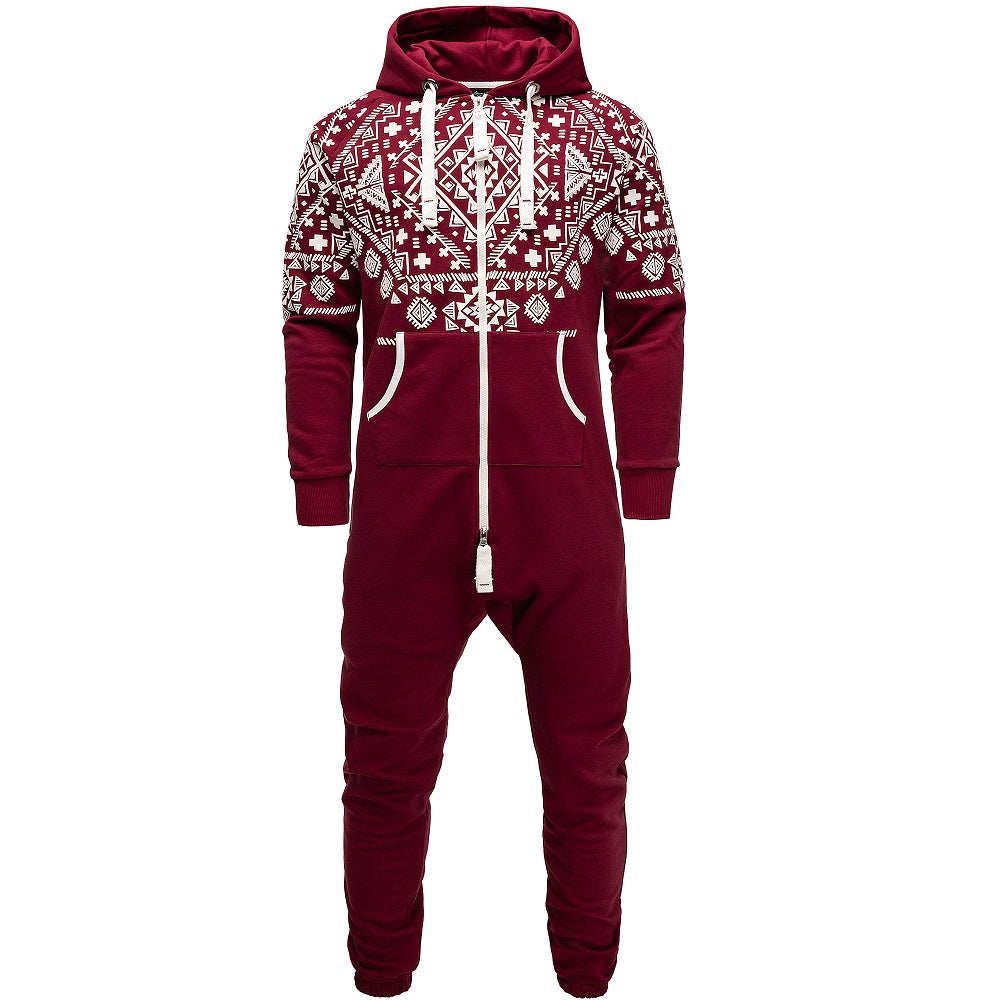 Unisex Vintage onesies - Jumpsuits med luva - vinröd