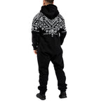 Unisex Vintage onesies - Jumpsuits med luva - svart bakifrån