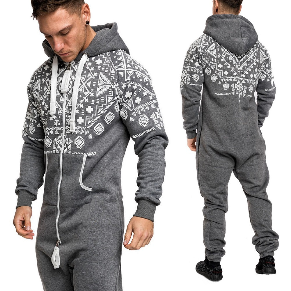 Grå vintage onesie med luva