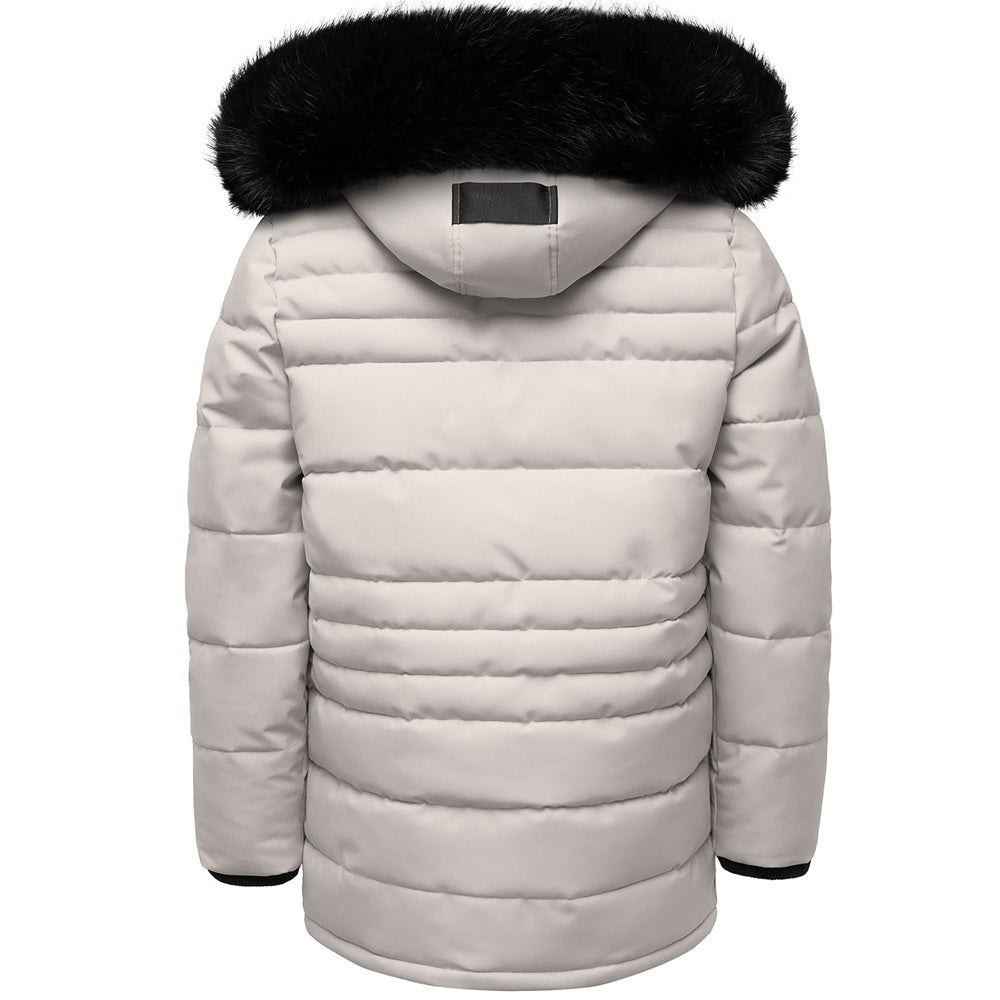 Grå parkas vinterjacka från Amaci & Sons bakifrån