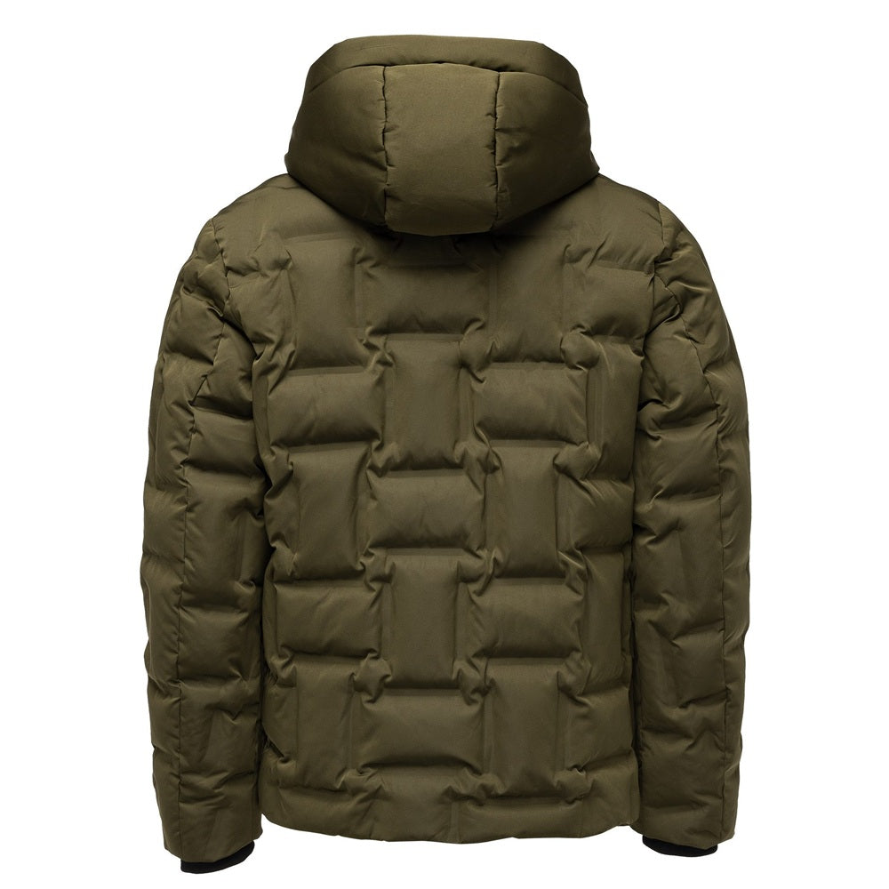 Grön vinterjacka vindtät bakifrån