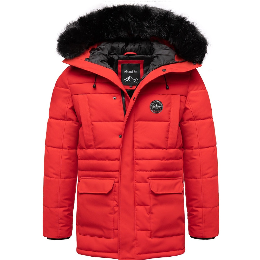 Röd parkas vinterjacka Herr