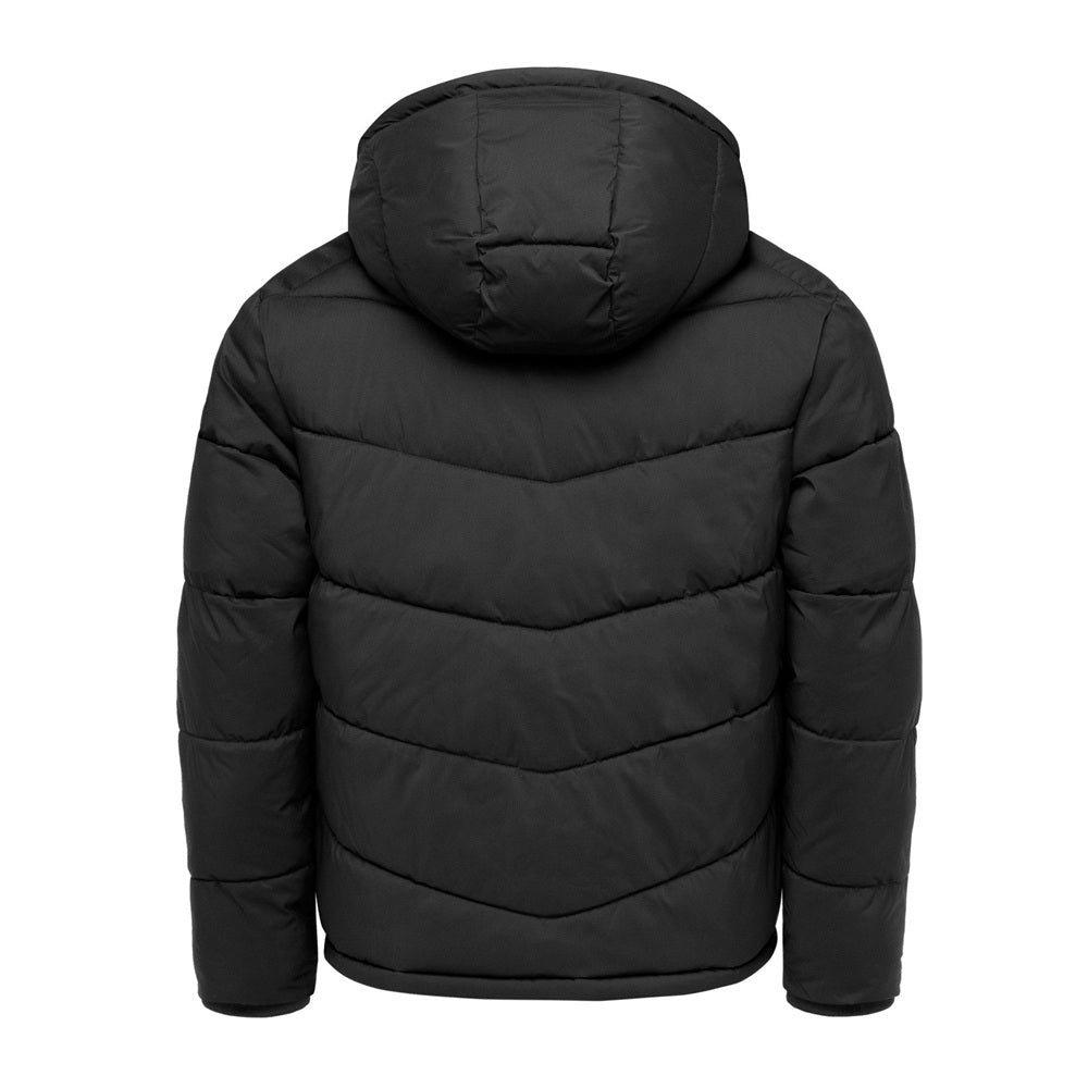 Vinterjacka herr - svart herrjacka med huva - bakifrån