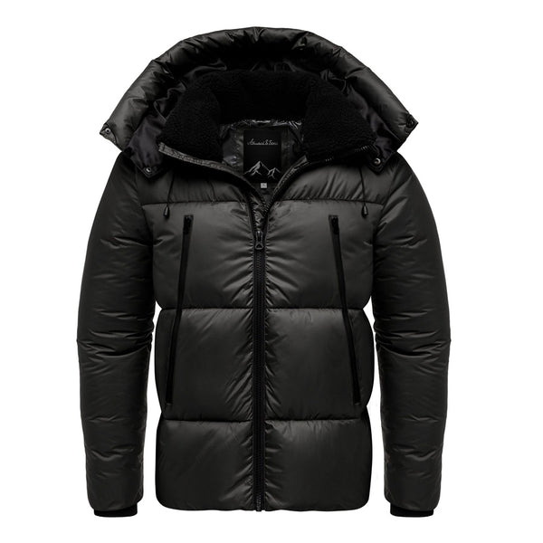 Varm svart vinterjacka för herr