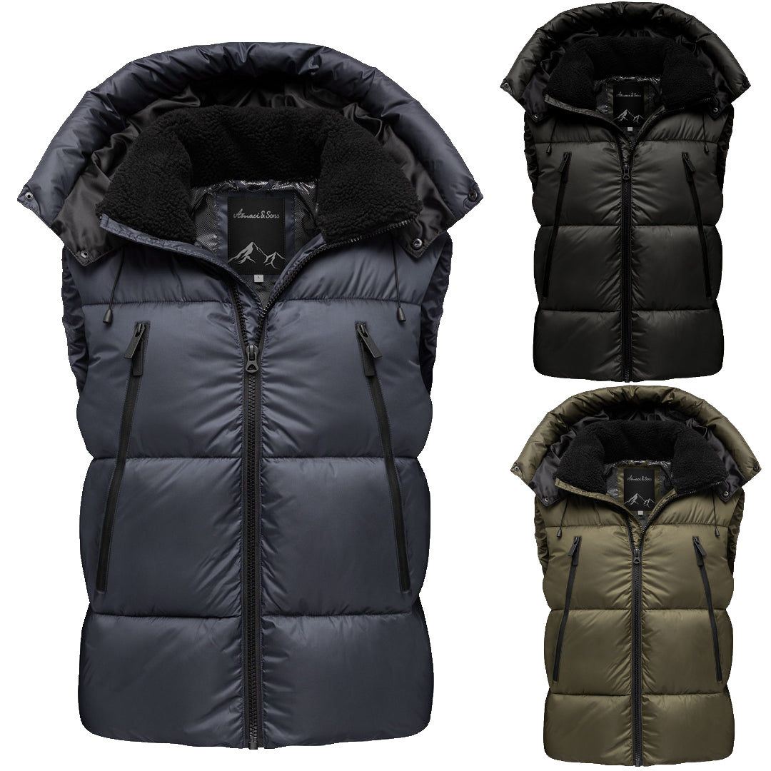 Herrväst till vintern - vinterväst med huva