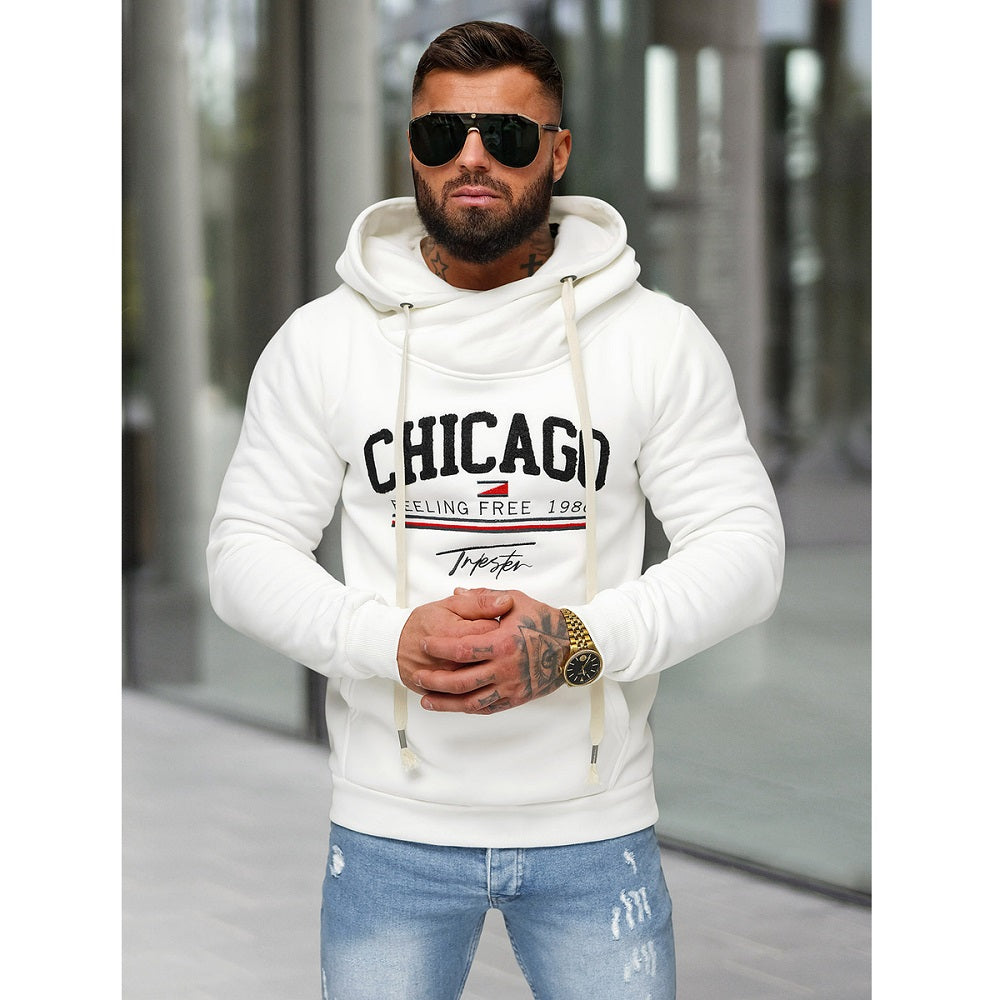 Vit Hoodie Chicago - Luvtröja Herr